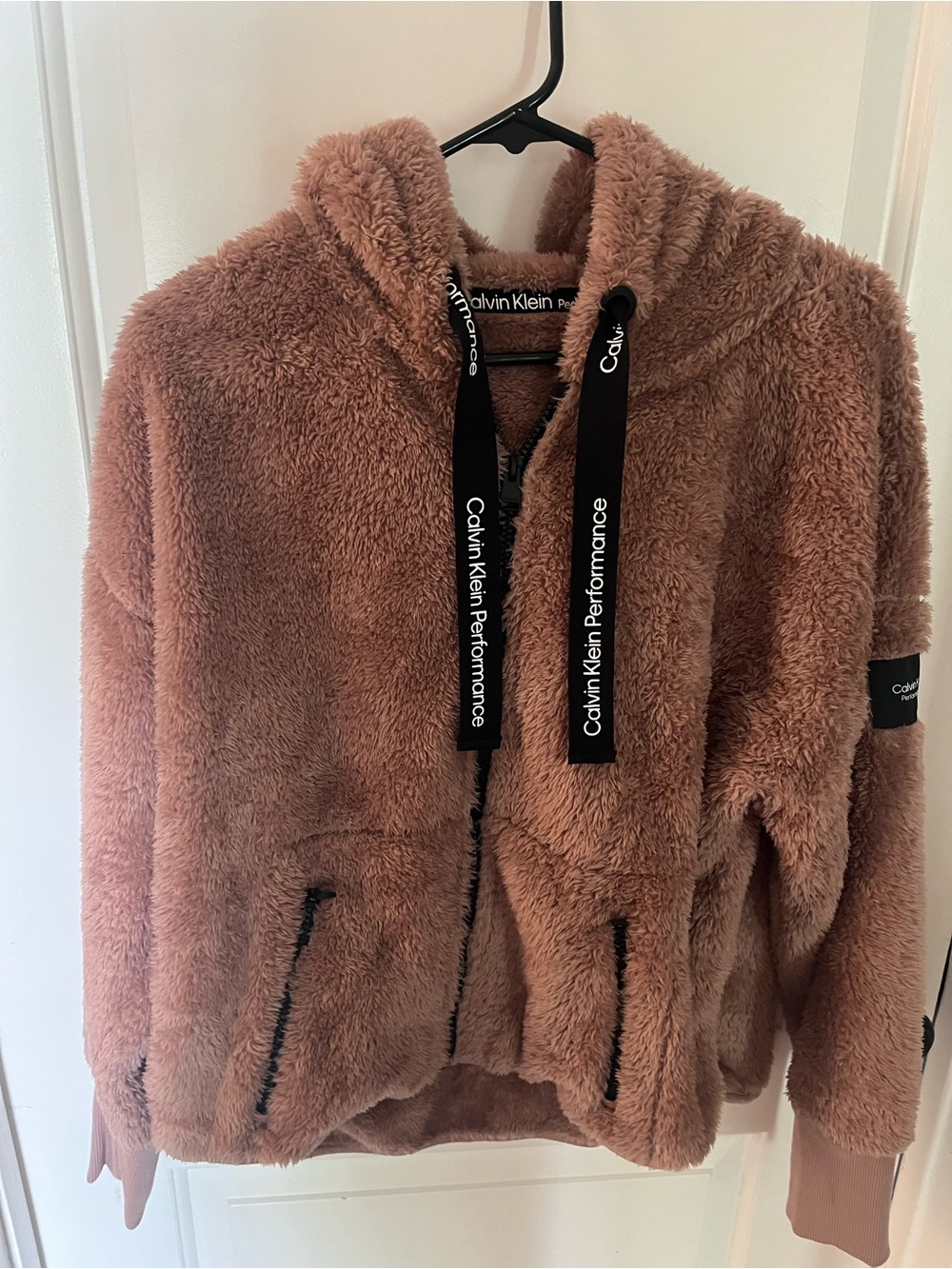 Calvin Klein Performance women’s  Plush Hooded Zip-Up Jacket - Rose Brown